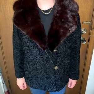 Rare Black Lamb coat with a Black Mink collar